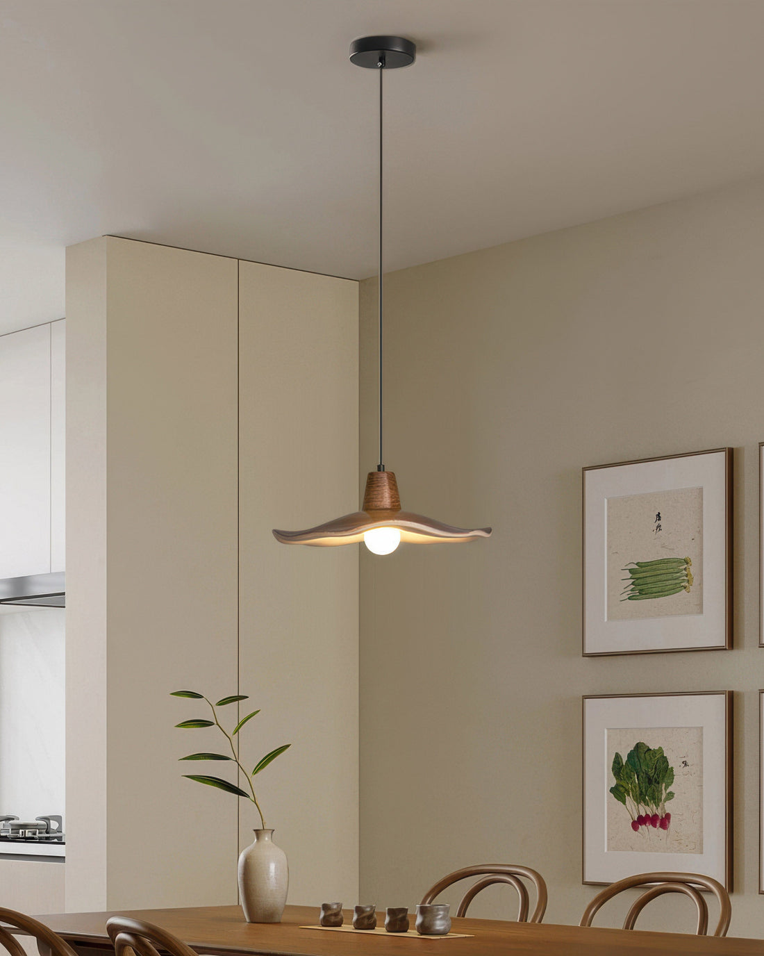 Simple Retro Wood Pendant Light Lampshade